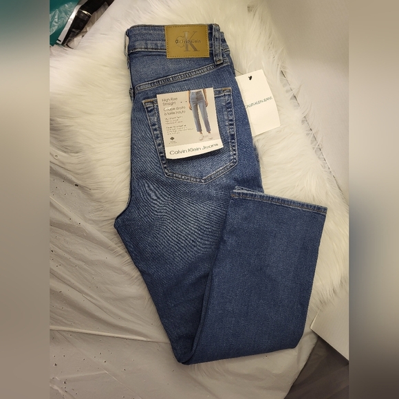 Calvin Klein Jeans Denim - Calvin Klein High Rise Straight Blue Denim Jeans, Size 29